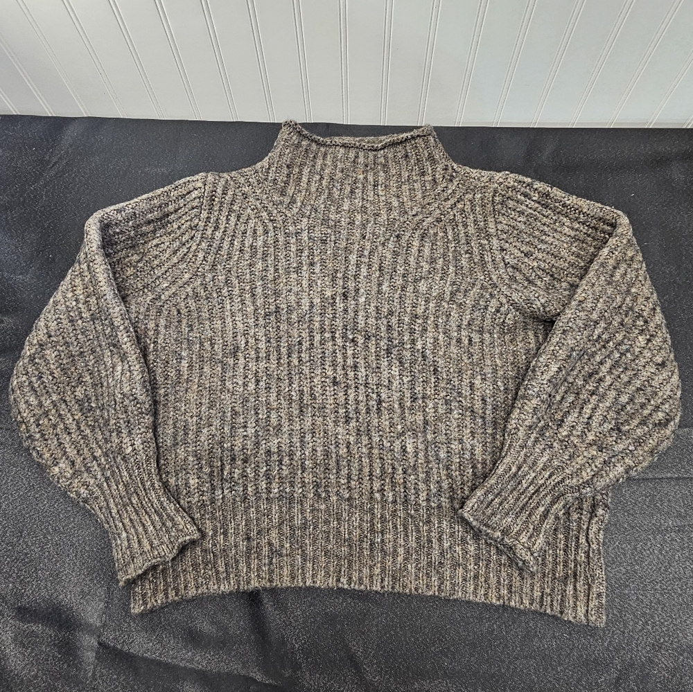 Madewell sweater Mockneck Loretto Women's Heather Otter Brown Small wool… - Picture 3 of 5